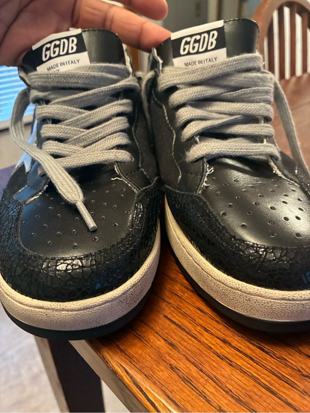 Golden Goose Style Shoes Women’s 40 Ballstar Black Canvas Cracked Upper - Picture 14 of 16